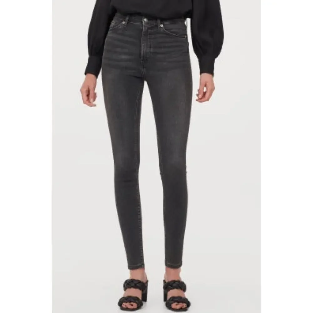 H&M Conscious High-Waist Skinny Jeans Washed Black Denim 29 x 30 Stretch